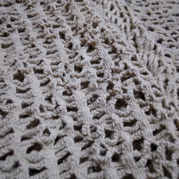 Boho Knit Maxi Cardigan Women’s Beige Duster Sweater L Festival Layering Chic - Picture 9 of 15